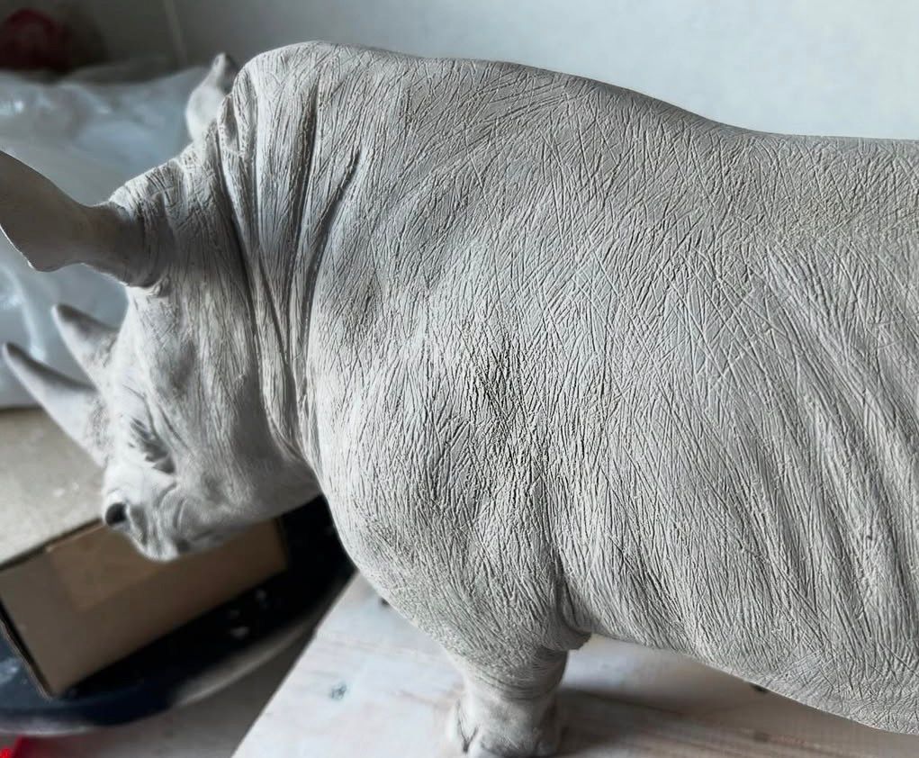 White Rhino Sculpture - detail 1